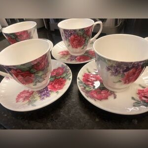 Rose Garden bone china Mug and Saucer Set